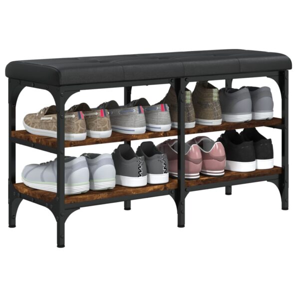 vidaXL Lavička na topánky dymový dub 82x32x47 cm kompozitné drevo – Obrázok 4