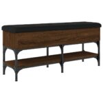 vidaXL Lavička na topánky hnedý dub 102x32x45 cm kompozitné drevo – Obrázok 8