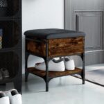 vidaXL Lavička na topánky dymový dub 42x42x45 cm kompozitné drevo