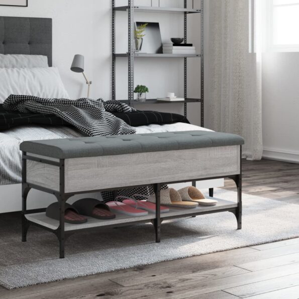 vidaXL Lavička na topánky sivá sonoma 102x42x45 cm kompozitné drevo – Obrázok 3