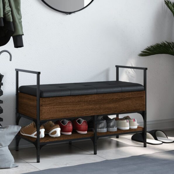 vidaXL Lavička na topánky hnedý dub 85,5x42x57,5 cm kompozitné drevo – Obrázok 3