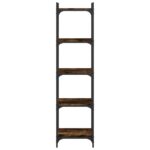 vidaXL Knižnica, 5 políc, tmavý dub 40x30x154 cm, kompozitné drevo – Obrázok 4