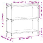 vidaXL Knižnica, 3 police, tmavý dub 80x30x86 cm, kompozitné drevo – Obrázok 9