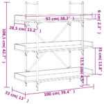 vidaXL Knižnica 3 police čierna 100x33x108,5 cm kompozitné drevo – Obrázok 9