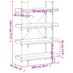 vidaXL Knižnica 4 police dymový dub 100x33x145,5 cm kompozitné drevo – Obrázok 9