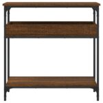 vidaXL Konzolový stolík s policou hnedý dub 75x29x75 cm kompoz. drevo – Obrázok 4