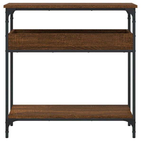 vidaXL Konzolový stolík s policou hnedý dub 75x29x75 cm kompoz. drevo – Obrázok 4