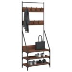 vidaXL Vešiak na šaty s botníkom hnedý dub 72x34x184 cm – Obrázok 3