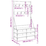vidaXL Vešiak na šaty s botníkom dymový dub 100x40x184 cm – Obrázok 9