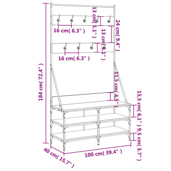 VXL8721012196315_g_en_hd_7.jpg vidaXL Vešiak na šaty s botníkom dymový dub 100x40x184 cm – Obrázok 9