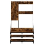 vidaXL Vešiak na šaty s botníkom dymový dub 100x40x184 cm – Obrázok 4