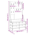 vidaXL Vešiak na šaty s botníkom dymový dub 100x40x184 cm – Obrázok 9