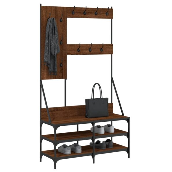 VXL8721012196384_g_en_hd_1.jpg vidaXL Vešiak na šaty s botníkom hnedý dub 100x40x184 cm – Obrázok 3