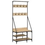 vidaXL Vešiak na šaty s botníkom dub sonoma 80x40x184 cm – Obrázok 2