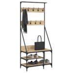 vidaXL Vešiak na šaty s botníkom dub sonoma 80x40x184 cm – Obrázok 3