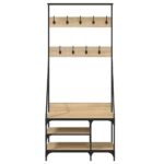 vidaXL Vešiak na šaty s botníkom dub sonoma 80x40x184 cm – Obrázok 4