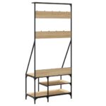 vidaXL Vešiak na šaty s botníkom dub sonoma 80x40x184 cm – Obrázok 6