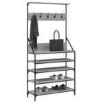 vidaXL Vešiak na šaty s botníkom sivý sonoma 90x34x184 cm – Obrázok 3