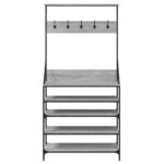 vidaXL Vešiak na šaty s botníkom sivý sonoma 90x34x184 cm – Obrázok 4