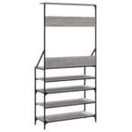 vidaXL Vešiak na šaty s botníkom sivý sonoma 90x34x184 cm – Obrázok 6