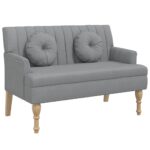 vidaXL Lavička s vankúšmi svetlosivá 113x64,5x75,5 cm látka – Obrázok 2