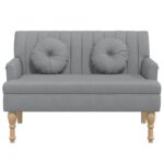 vidaXL Lavička s vankúšmi svetlosivá 113x64,5x75,5 cm látka – Obrázok 3