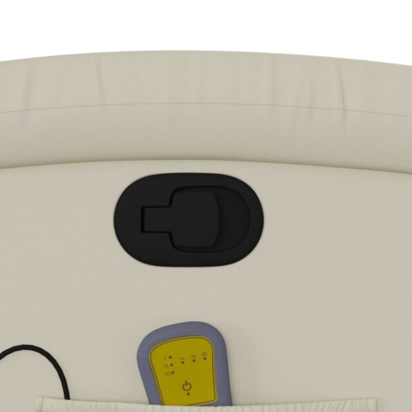 vidaXL Sklápacie masážne kreslo krémové umelá koža – Obrázok 10