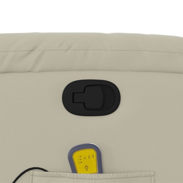 vidaXL Sklápacie masážne kreslo krémové umelá koža – Obrázok 10