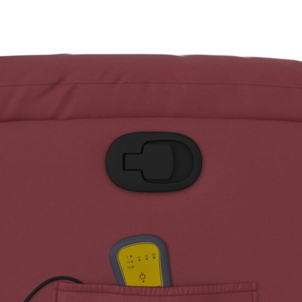 vidaXL Sklápacie masážne kreslo vínovo-červené umelá koža – Obrázok 10