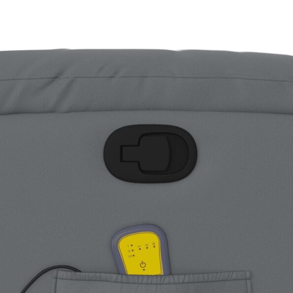 vidaXL Sklápacie masážne kreslo sivé umelá koža – Obrázok 10