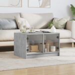 vidaXL Konferenčný stolík sklenené dvierka betónovo sivý 68x50x42 cm – Obrázok 3