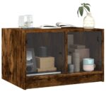 vidaXL Konferenčný stolík sklenené dvierka dymový dub 68x50x42 cm – Obrázok 4