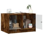 vidaXL Konferenčný stolík sklenené dvierka dymový dub 68x50x42 cm – Obrázok 5