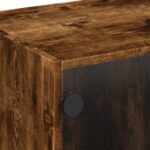 vidaXL Konferenčný stolík sklenené dvierka dymový dub 68x50x42 cm – Obrázok 9
