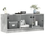 vidaXL TV skrinka so sklenenými dvierkami betónovo sivá 102x37x42 cm – Obrázok 4