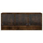 vidaXL TV skrinka so sklenenými dvierkami dymový dub 102x37x42 cm – Obrázok 6