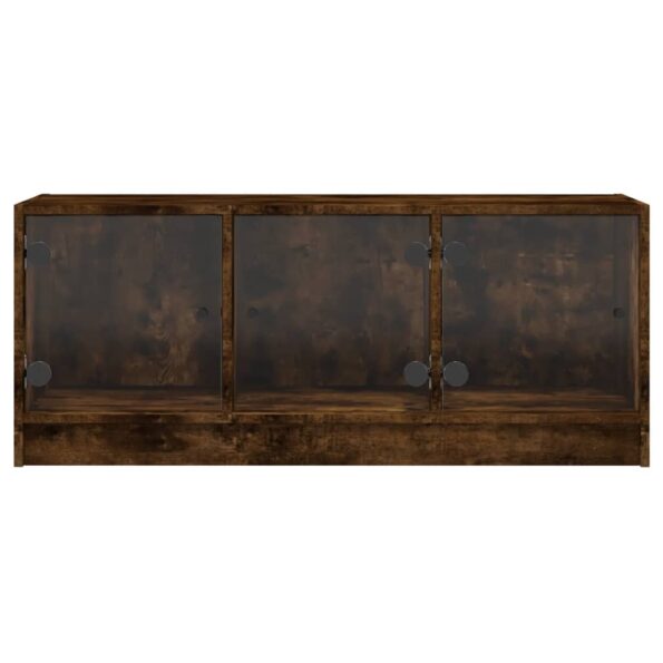 vidaXL TV skrinka so sklenenými dvierkami dymový dub 102x37x42 cm – Obrázok 6