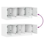 vidaXL Konferenčný stolík so sklenenými dvierkami biely 102x50x42 cm – Obrázok 9
