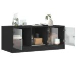 vidaXL Konferenčný stolík so sklenenými dvierkami čierny 102x50x42 cm – Obrázok 5