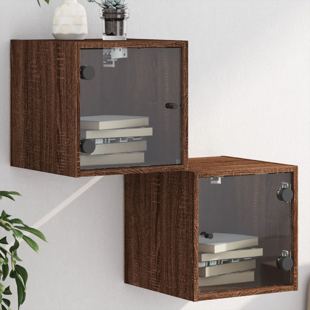 VXL8721012214255_m_en_hd_1.jpg vidaXL Nočné skrinky so sklenenými dverami 2 ks hnedý dub 35x37x35 cm – Obrázok 1