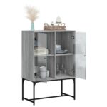 vidaXL Bočná skrinka so sklenenými dvierkami sivá sonoma 69x37x100 cm – Obrázok 5