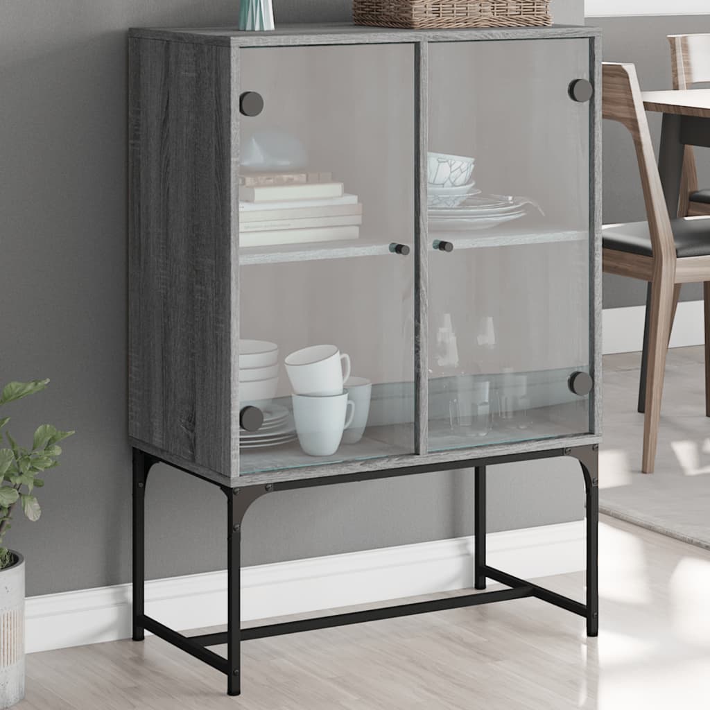 VXL8721012215016_m_en_hd_1.jpg vidaXL Bočná skrinka so sklenenými dvierkami sivá sonoma 69x37x100 cm – Obrázok 1