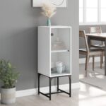 vidaXL Bočná skrinka so sklenenými dvierkami biela 35x37x100 cm – Obrázok 3
