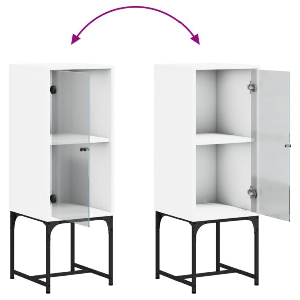 vidaXL Bočná skrinka so sklenenými dvierkami biela 35x37x100 cm – Obrázok 9