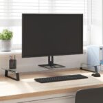 vidaXL Stojan na monitor čierny 100x35x8 cm tvrdené sklo a kov