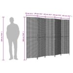 vidaXL Paraván 5 panelov sivý polyratan – Obrázok 9