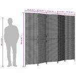 vidaXL Paraván 5 panelov sivý polyratan – Obrázok 9