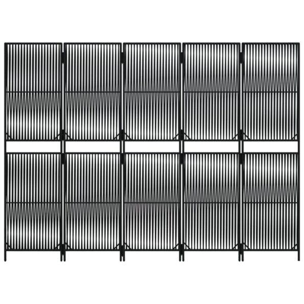 vidaXL Paraván 5 panelov čierny polyratan – Obrázok 5