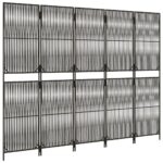 vidaXL Paraván 5 panelov sivý polyratan – Obrázok 4