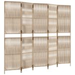 vidaXL Paraván 5 panelov béžový polyratan – Obrázok 2